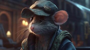 mouse smuggler courier, digital art illustration, photo