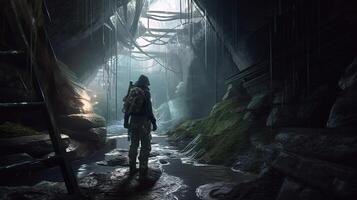 explorer finds diamonds, digital art illustration, photo