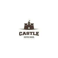 castle silhouette landscape logo icon template vector