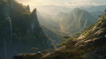 longboat mountain, digital art illustration, photo