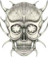 Surreal devil skull. Hand drawing and make graphic vector. vector