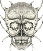 Surreal devil skull. Hand drawing and make graphic vector. vector