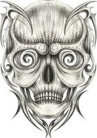 Fancy skull tattoo. Hand drawing and make graphic vector. vector