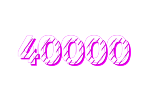 40000 subscribers celebration greeting Number with stripe design png