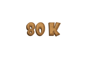 80 k subscribers celebration greeting Number with clay design png