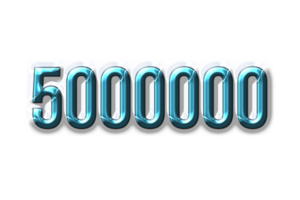 5000000 subscribers celebration greeting Number with plastic design png