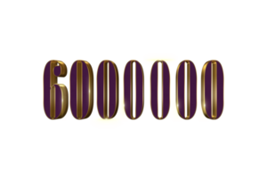 6000000 subscribers celebration greeting Number with luxury design png