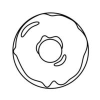 Simple glazed doughnut line doodle drawing. Monochrome vector illustration isolated on white background.