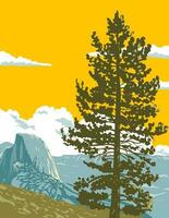 Half Dome from Glacier Point in Yosemite National Park California WPA Art Deco Poster vector