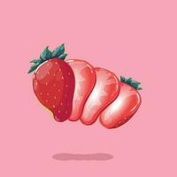 strawberry cut into pieces on flat background vector