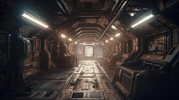 abandoned spaceship station, digital art illustration, photo