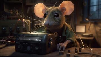 shrew communication technician, digital art illustration, photo