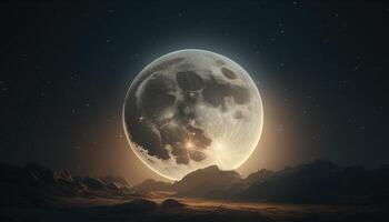 full moon shining, digital art illustration, photo