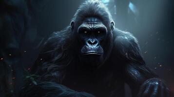 gorilla, digital art illustration, photo