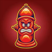 Hydrant hose fierce fire fighter logo illustration vector