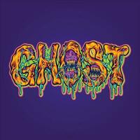 Creepy ghost typeface with monster text effect illustrations vector