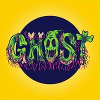 Ghost lettering word with disgusting slime monster letter illustration vector