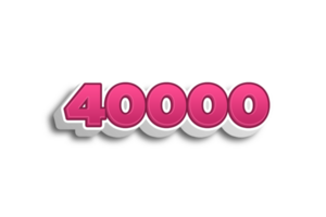 40000 subscribers celebration greeting Number with pink 3d design png