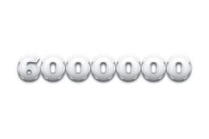 6000000 subscribers celebration greeting Number with metal design png