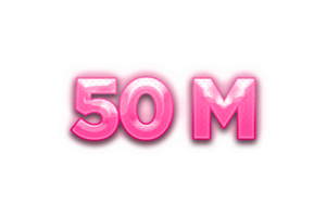 50 millón suscriptores celebracion saludo número con rosado diseño png