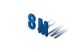 8 million subscribers celebration greeting Number with isomatric design png