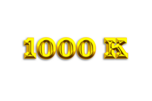 1000 k subscribers celebration greeting Number with gold design png