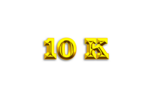 10 k subscribers celebration greeting Number with gold design png