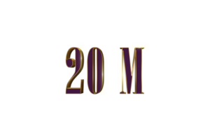 20 million subscribers celebration greeting Number with luxury design png