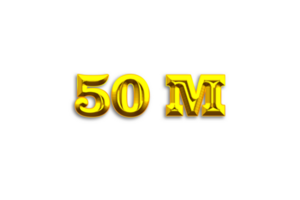 50 million subscribers celebration greeting Number with gold design png