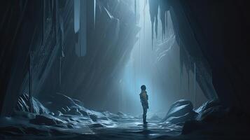 explorer finds diamonds, digital art illustration, photo