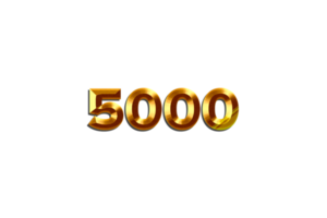 5000 subscribers celebration greeting Number with golden design png