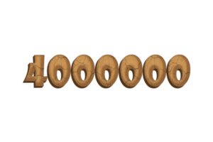 4000000 suscriptores celebracion saludo número con arcilla diseño png