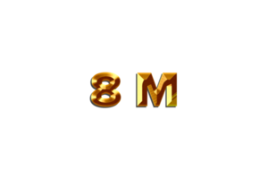 8 million subscribers celebration greeting Number with golden design png