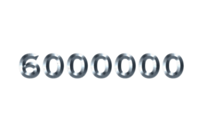 6000000 iscritti celebrazione saluto numero con grigio metallo design png