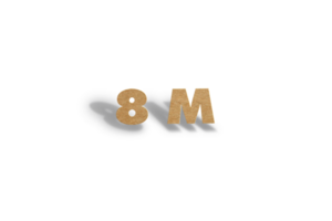 8 million subscribers celebration greeting Number with hard card cutted  design png