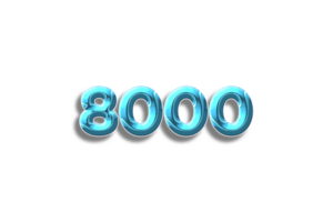 8000 subscribers celebration greeting Number plastic with design png