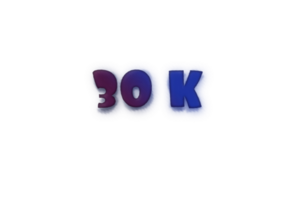 30 k subscribers celebration greeting Number with ink design png