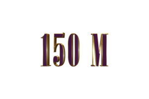 150 million  subscribers celebration greeting Number with luxury design png