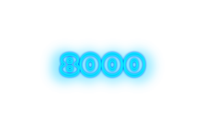 8000 subscribers celebration greeting Number with glow design png