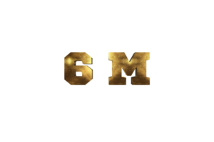 6 million subscribers celebration greeting Number with brass design png