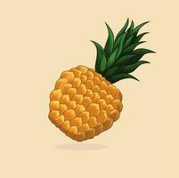 flat vector design, illustration of fresh pineapple fruit