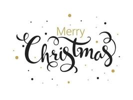 Black and Golden Merry Christmas Font on White Background Can be used as Greeting Card design. vector