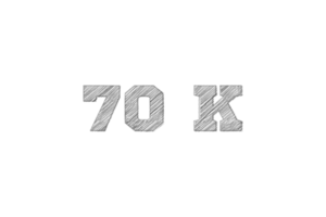 70 k subscribers celebration greeting Number with pencil sketch design png