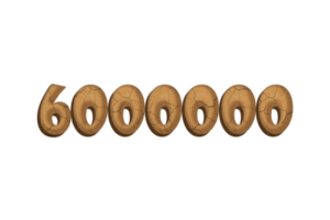 6000000 subscribers celebration greeting Number with clay design png