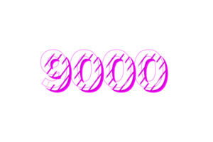 9000 subscribers celebration greeting Number with stripe design png