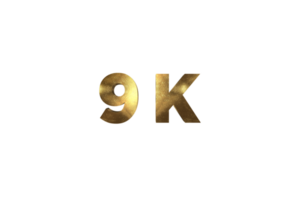 9 k subscribers celebration greeting Number with gold design png