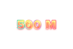 500 million subscribers celebration greeting Number with candy color design png