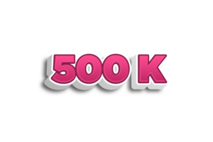 500 k Abonnenten Feier Gruß Nummer mit Rosa 3d Design png