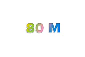 80 million subscribers celebration greeting Number with 3d extrude design png