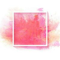 Pink, Red and Yellow Watercolor Splash Background with Square Frame. vector